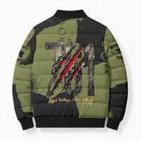 761st Tank Battalion Original Black Panthers Bomber Puffer Jacket Come Out Fighting - Sherman Tank Military - Distressed Scratch
