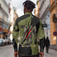 761st Tank Battalion Original Black Panthers Long Sleeve Button Shirt Come Out Fighting - Sherman Tank Military - Distressed Scratch