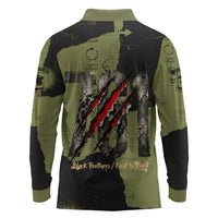 761st Tank Battalion Original Black Panthers Long Sleeve Polo Shirt Come Out Fighting - Sherman Tank Military - Distressed Scratch