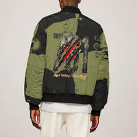 761st Tank Battalion Original Black Panthers Sleeve Zip Bomber Jacket Come Out Fighting - Sherman Tank Military - Distressed Scratch
