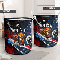 4th Of July WTF Is A Kilometer Patriotic Eagle Laundry Basket American Flag George Washington