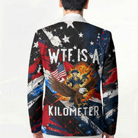 4th Of July WTF Is A Kilometer Patriotic Eagle Blazer American Flag George Washington