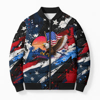 4th Of July WTF Is A Kilometer Patriotic Eagle Bomber Puffer Jacket American Flag George Washington