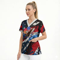 4th Of July WTF Is A Kilometer Patriotic Eagle Scrub Top American Flag George Washington