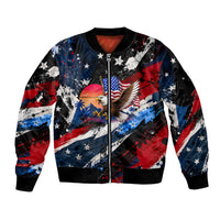 4th Of July WTF Is A Kilometer Patriotic Eagle Sleeve Zip Bomber Jacket American Flag George Washington