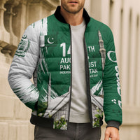 Pakistan Independence Day August 14 Bomber Puffer Jacket Patriotic Markhor Heritage Landmarks And Jasmine