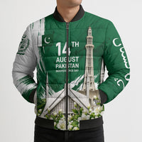 Pakistan Independence Day August 14 Bomber Puffer Jacket Patriotic Markhor Heritage Landmarks And Jasmine