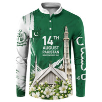 Pakistan Independence Day August 14 Button Sweatshirt Patriotic Markhor Heritage Landmarks And Jasmine