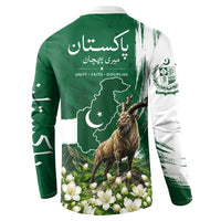 Pakistan Independence Day August 14 Button Sweatshirt Patriotic Markhor Heritage Landmarks And Jasmine