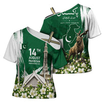 Pakistan Independence Day August 14 Cross Shoulder Shirt Patriotic Markhor Heritage Landmarks And Jasmine