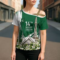 Pakistan Independence Day August 14 Cross Shoulder Shirt Patriotic Markhor Heritage Landmarks And Jasmine