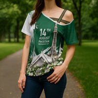 Pakistan Independence Day August 14 Cross Shoulder Shirt Patriotic Markhor Heritage Landmarks And Jasmine