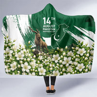 Pakistan Independence Day August 14 Hooded Blanket Patriotic Markhor Heritage Landmarks And Jasmine