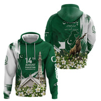 Pakistan Independence Day August 14 Hoodie Patriotic Markhor Heritage Landmarks And Jasmine