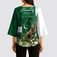 Pakistan Independence Day August 14 Kimono Sleeve Blouse Patriotic Markhor Heritage Landmarks And Jasmine