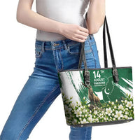 Pakistan Independence Day August 14 Leather Tote Bag Patriotic Markhor Heritage Landmarks And Jasmine
