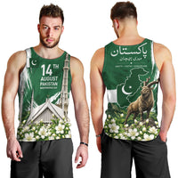 Pakistan Independence Day August 14 Men Tank Top Patriotic Markhor Heritage Landmarks And Jasmine
