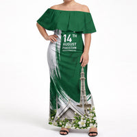 Pakistan Independence Day August 14 Off Shoulder Maxi Dress Patriotic Markhor Heritage Landmarks And Jasmine