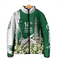 Pakistan Independence Day August 14 Padded Jacket Patriotic Markhor Heritage Landmarks And Jasmine