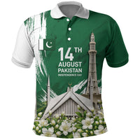 Pakistan Independence Day August 14 Polo Shirt Patriotic Markhor Heritage Landmarks And Jasmine
