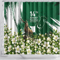 Pakistan Independence Day August 14 Shower Curtain Patriotic Markhor Heritage Landmarks And Jasmine