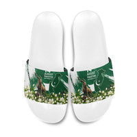 Pakistan Independence Day August 14 Slide Sandals Patriotic Markhor Heritage Landmarks And Jasmine