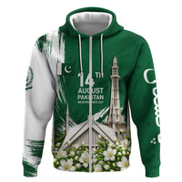 Pakistan Independence Day August 14 Zip Hoodie Patriotic Markhor Heritage Landmarks And Jasmine