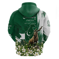 Pakistan Independence Day August 14 Zip Hoodie Patriotic Markhor Heritage Landmarks And Jasmine