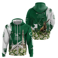Pakistan Independence Day August 14 Zip Hoodie Patriotic Markhor Heritage Landmarks And Jasmine