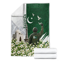 Pakistan Independence Day Blanket Patriotic Soldier Heritage Landmarks And Jasmine