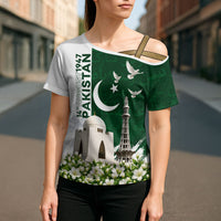 Pakistan Independence Day Cross Shoulder Shirt Patriotic Soldier Heritage Landmarks And Jasmine