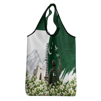 Pakistan Independence Day Grocery Bag Patriotic Soldier Heritage Landmarks And Jasmine