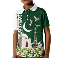 Pakistan Independence Day Kid Polo Shirt Patriotic Soldier Heritage Landmarks And Jasmine