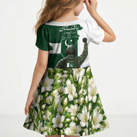 Pakistan Independence Day Kid Short Sleeve Dress Patriotic Soldier Heritage Landmarks And Jasmine