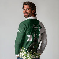 Pakistan Independence Day Long Sleeve Polo Shirt Patriotic Soldier Heritage Landmarks And Jasmine