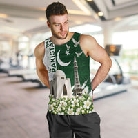 Pakistan Independence Day Men Tank Top Patriotic Soldier Heritage Landmarks And Jasmine