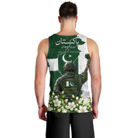 Pakistan Independence Day Men Tank Top Patriotic Soldier Heritage Landmarks And Jasmine