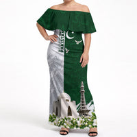 Pakistan Independence Day Off Shoulder Maxi Dress Patriotic Soldier Heritage Landmarks And Jasmine