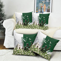 Pakistan Independence Day Pillow Cover Patriotic Soldier Heritage Landmarks And Jasmine