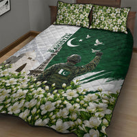Pakistan Independence Day Quilt Bed Set Patriotic Soldier Heritage Landmarks And Jasmine
