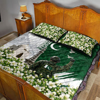 Pakistan Independence Day Quilt Bed Set Patriotic Soldier Heritage Landmarks And Jasmine