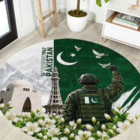 Pakistan Independence Day Round Carpet Patriotic Soldier Heritage Landmarks And Jasmine
