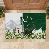 Pakistan Independence Day Rubber Doormat Patriotic Soldier Heritage Landmarks And Jasmine