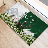 Pakistan Independence Day Rubber Doormat Patriotic Soldier Heritage Landmarks And Jasmine