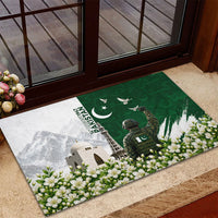 Pakistan Independence Day Rubber Doormat Patriotic Soldier Heritage Landmarks And Jasmine