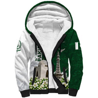 Pakistan Independence Day Sherpa Hoodie Patriotic Soldier Heritage Landmarks And Jasmine