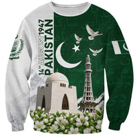 Pakistan Independence Day Sweatshirt Patriotic Soldier Heritage Landmarks And Jasmine