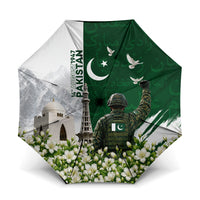 Pakistan Independence Day Umbrella Patriotic Soldier Heritage Landmarks And Jasmine
