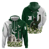 Pakistan Independence Day Zip Hoodie Patriotic Soldier Heritage Landmarks And Jasmine
