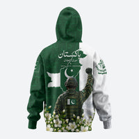 Pakistan Independence Day Zip Hoodie Patriotic Soldier Heritage Landmarks And Jasmine